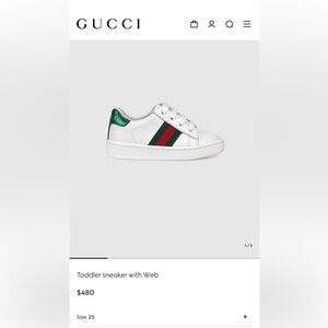 Gucci Kids White Sneakers with Green and Red Stripes